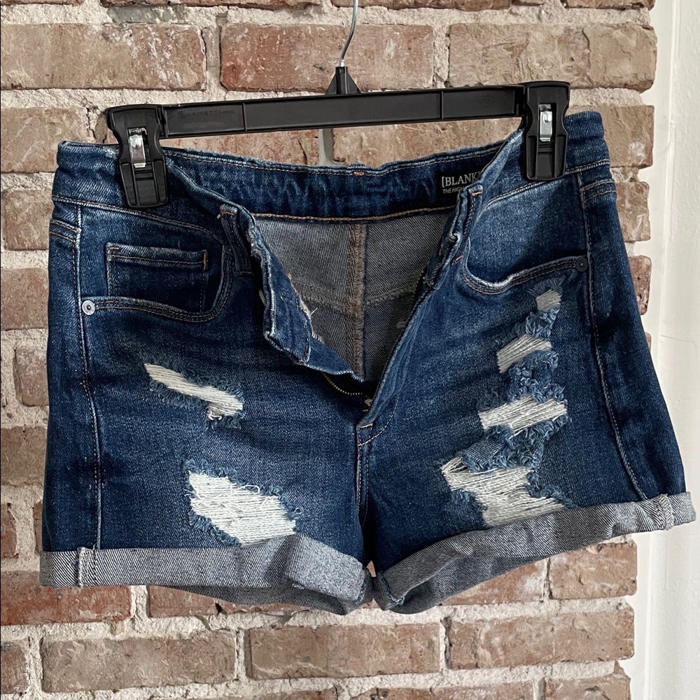 Blank NYC Dark Blue Distressed Jean Shorts